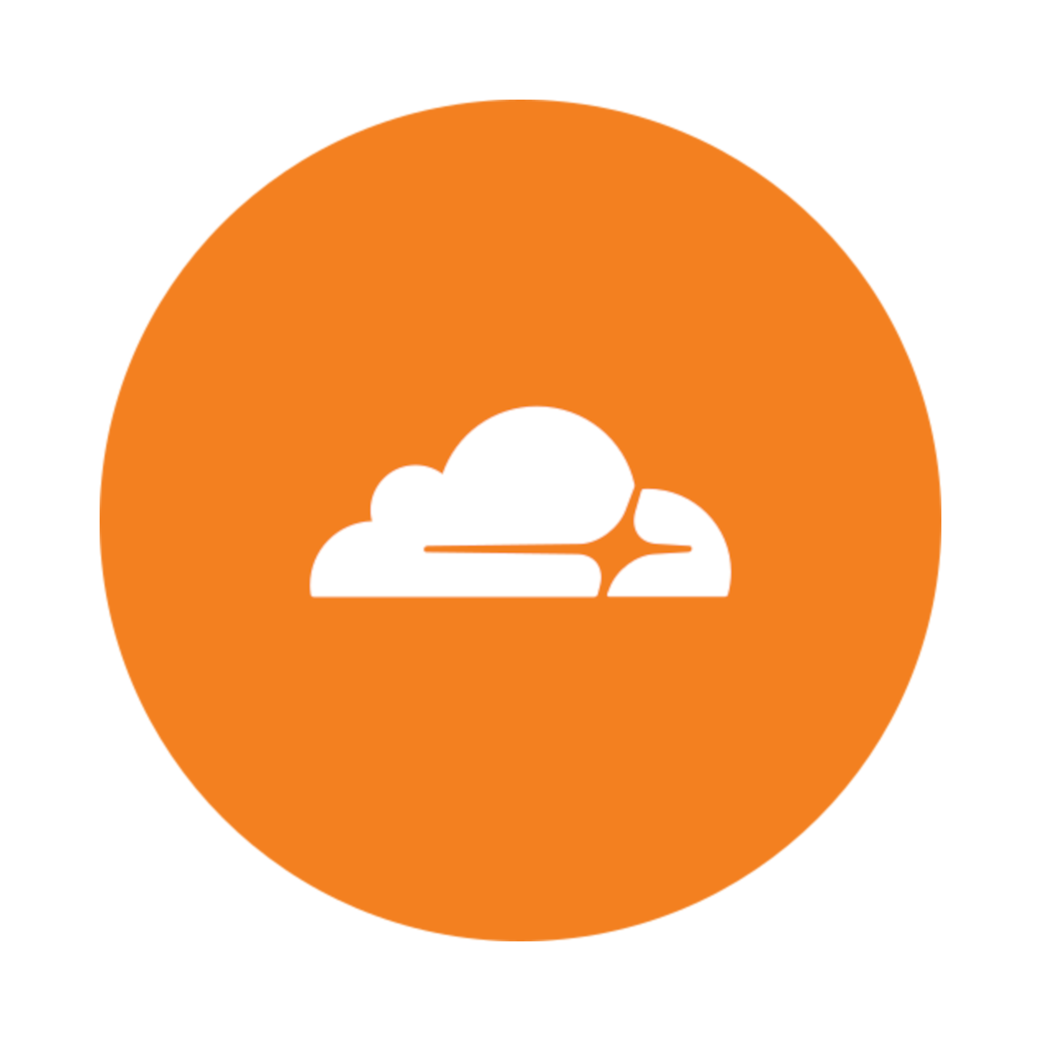 Cloudflare logo icon with a white cloud symbol centered on an orange circle.