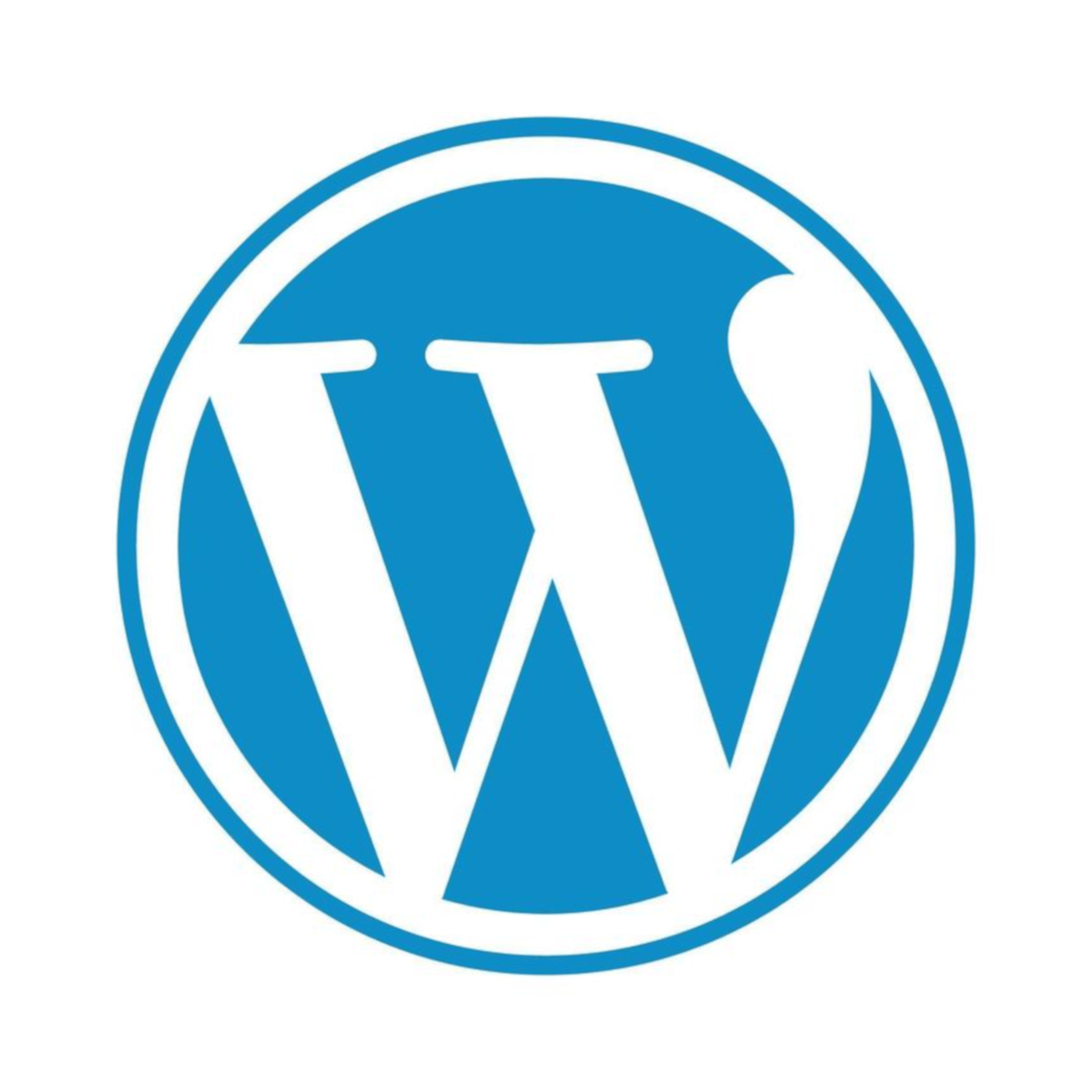 Blue and white circular WordPress logo featuring the stylized letter W inside a ringed emblem.