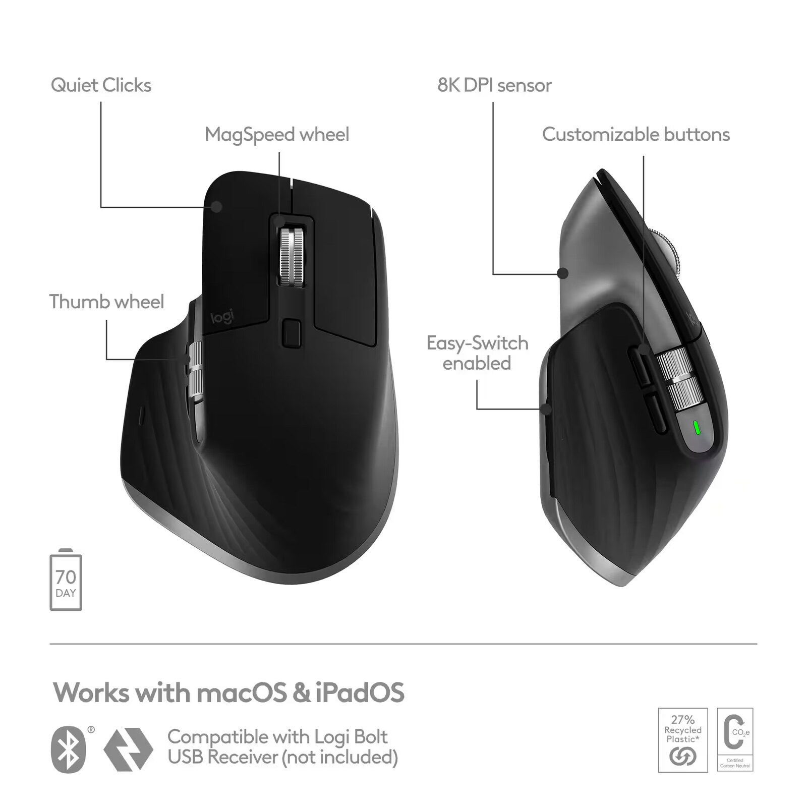 Logitech Logitech MX Master 3S Wireless Mouse — view 3