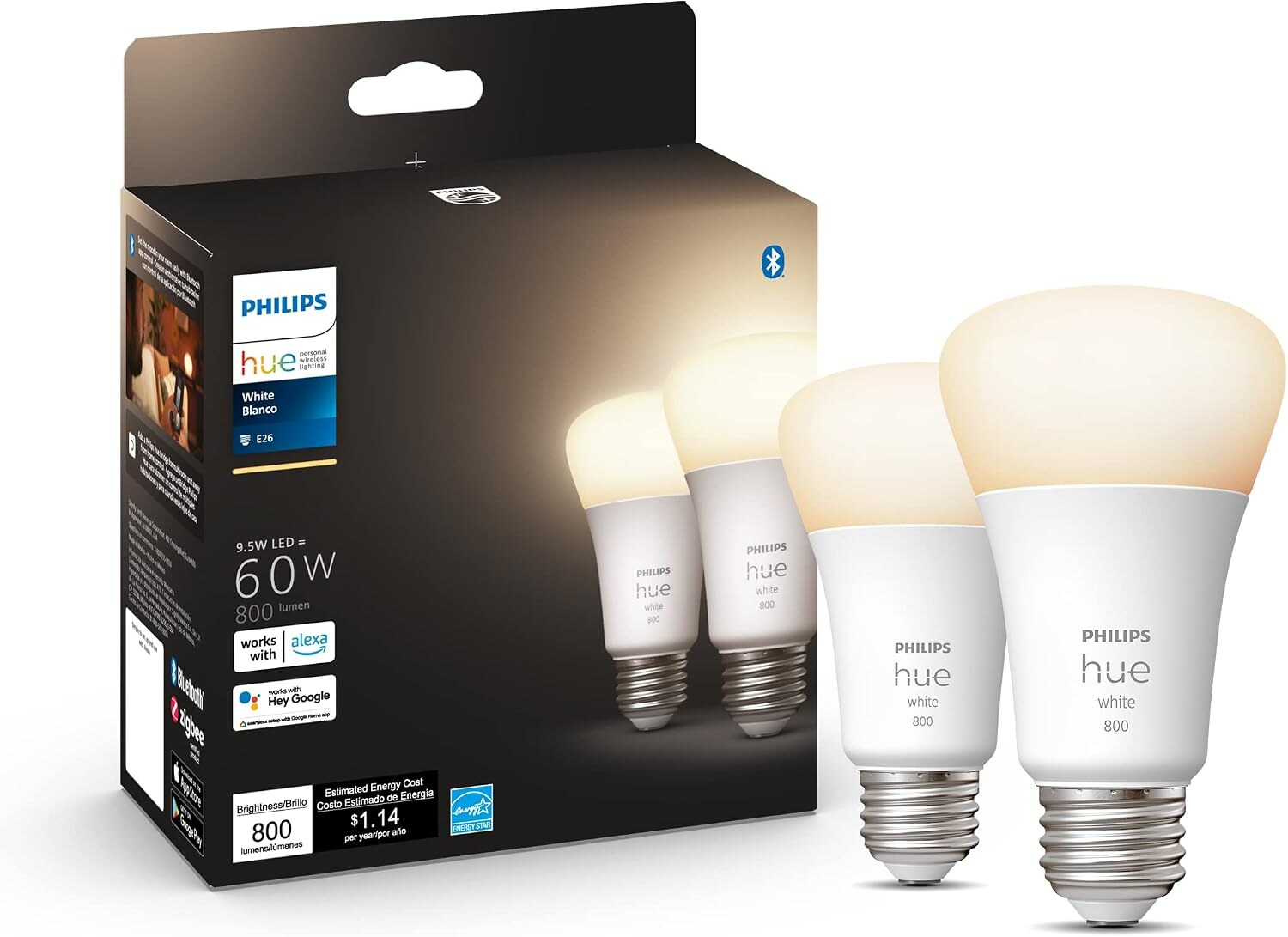 Philips Philips Hue White A19 Smart Bulb (2-Pack) — view 1