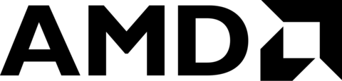 AMD company logo in black with bold uppercase lettering and the signature angled arrow symbol on a white background.