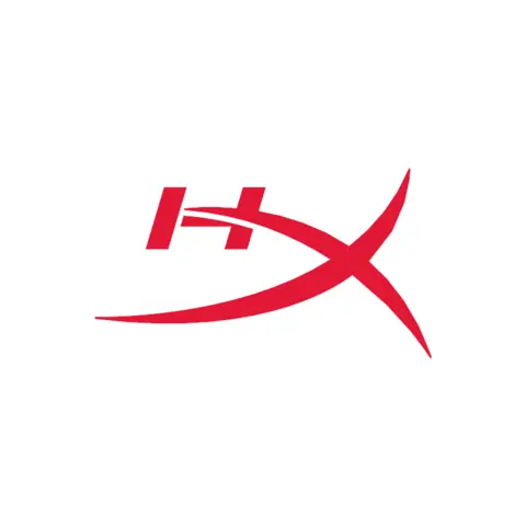 Red HyperX brand logo showing a stylized "HX" monogram with sweeping crossed lines on a white background.