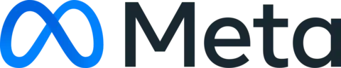 Meta logo featuring a blue infinity-style symbol beside the word "Meta" in dark navy text.