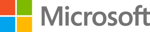 Microsoft logo with red, green, blue, and yellow four-square window icon beside the gray "Microsoft" wordmark.