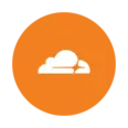 Cloudflare logo icon with a white cloud symbol centered on an orange circle.