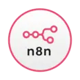 n8n logo with pink workflow node icon and "n8n" text inside a pink circular border on a white background.