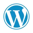 WordPress logo featuring a white letter "W" inside a blue circle on a white background.